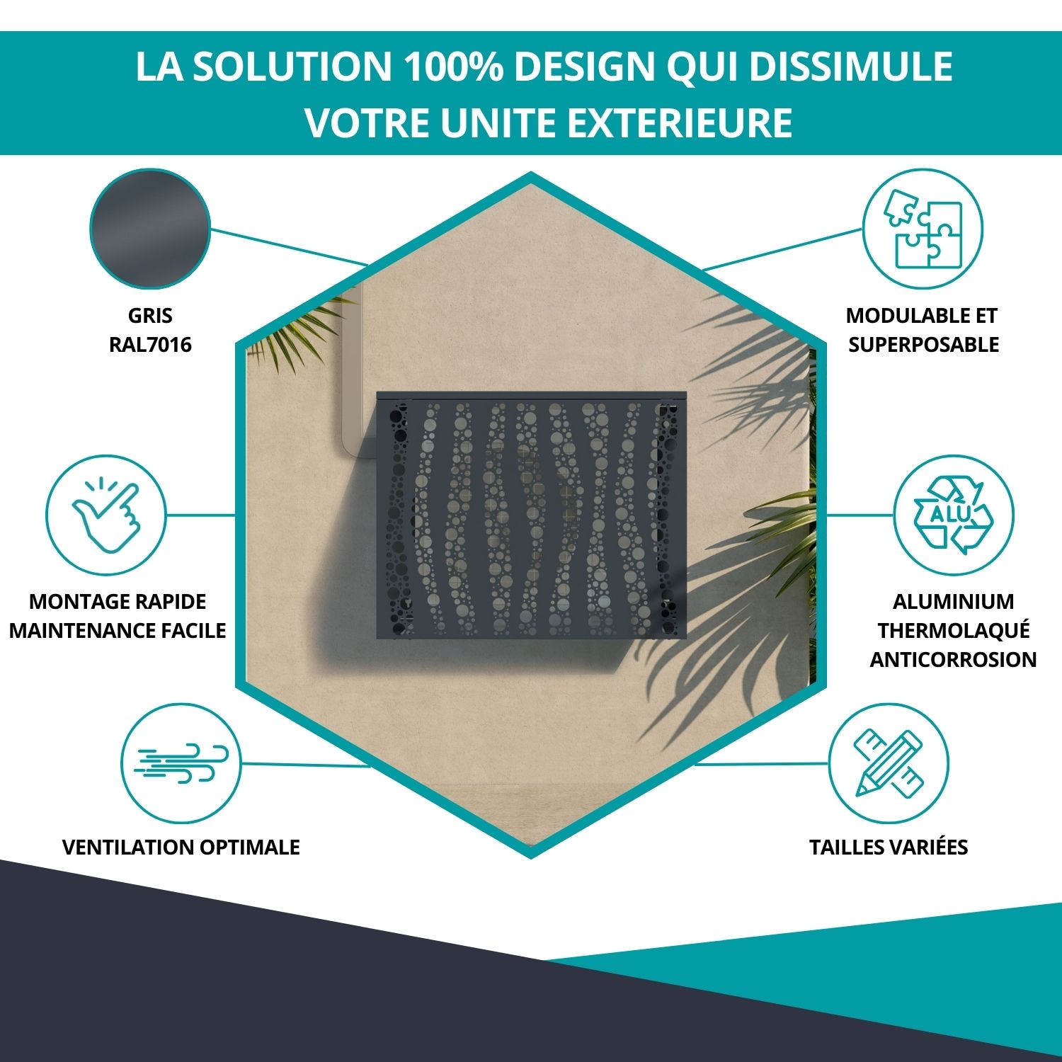 Avantages du cache climatiseur bubble gris anthracite - design, ventilation optimale et installation facile