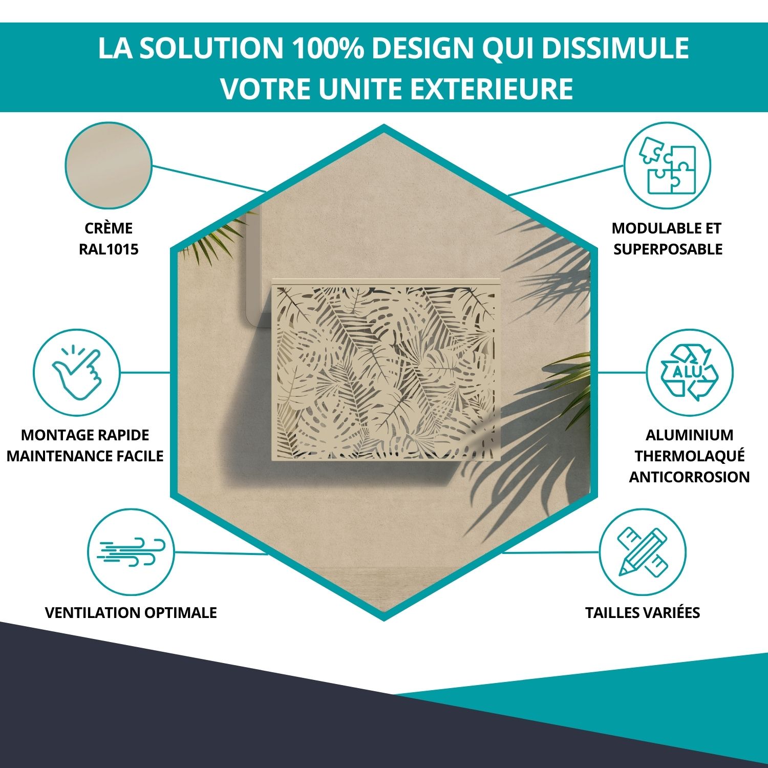 Avantages du cache climatiseur jungle crème - design, ventilation optimale et installation facile
