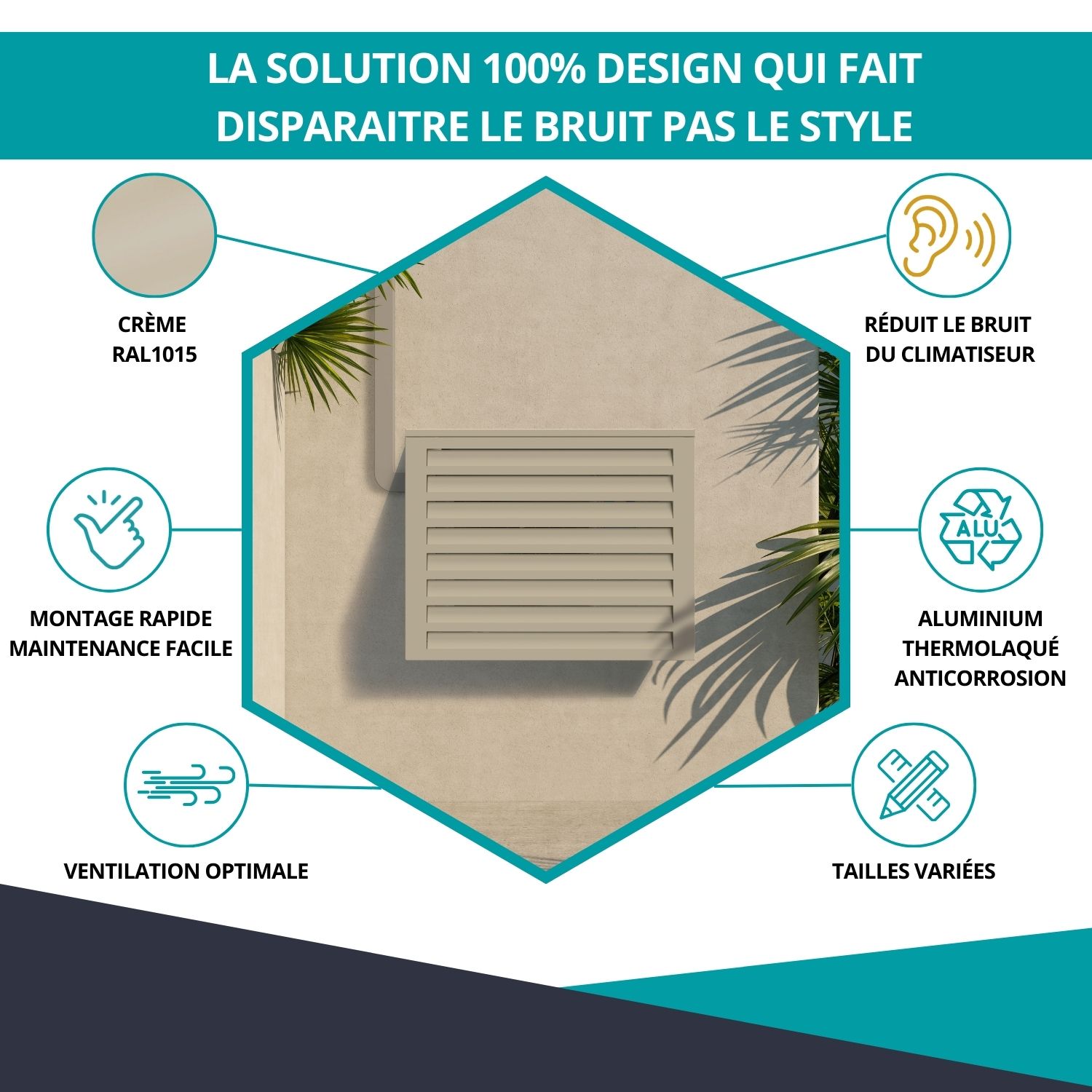 Avantages du cache climatiseur acoustique crème - réduction du bruit et design extérieur