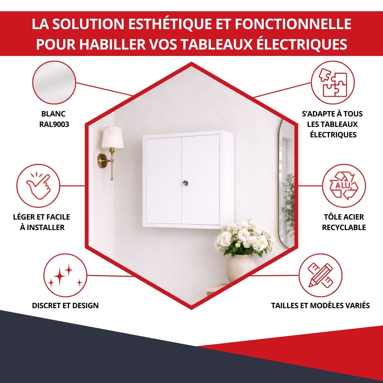 Avantages du coffret d’habillage 2 travées avec serrure blanc - esthétique, protection et durabilité