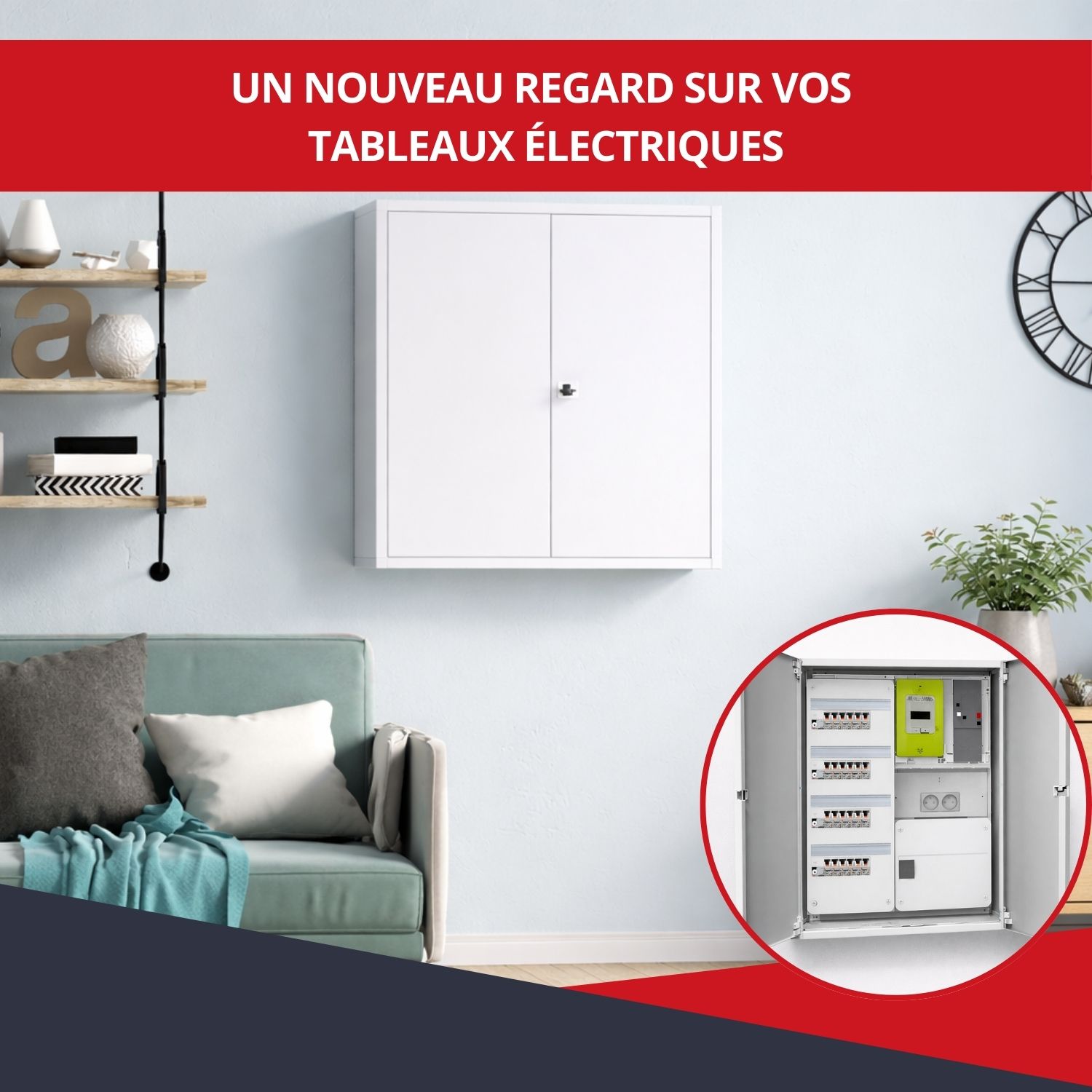 Coffret d’habillage 2 travées avec serrure blanc installé - situation réelle