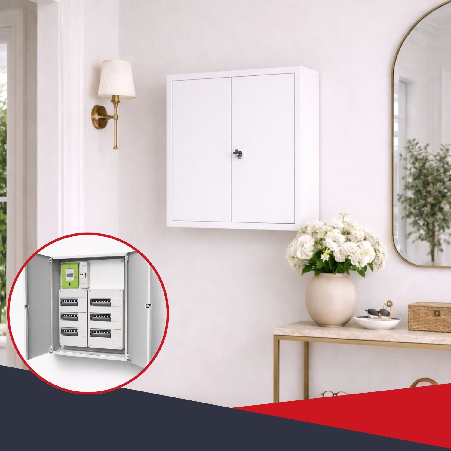 Installation du coffret d’habillage 2 travées avec serrure blanc - situation réelle