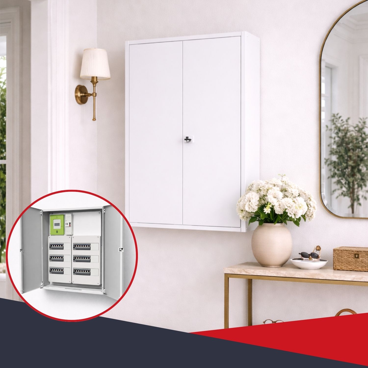 Installation du coffret d’habillage 2 travées avec serrure blanc - situation réelle