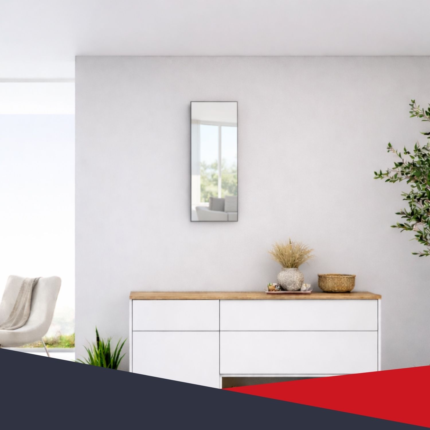 Installation du coffret d’habillage noir porte miroir - situation réelle