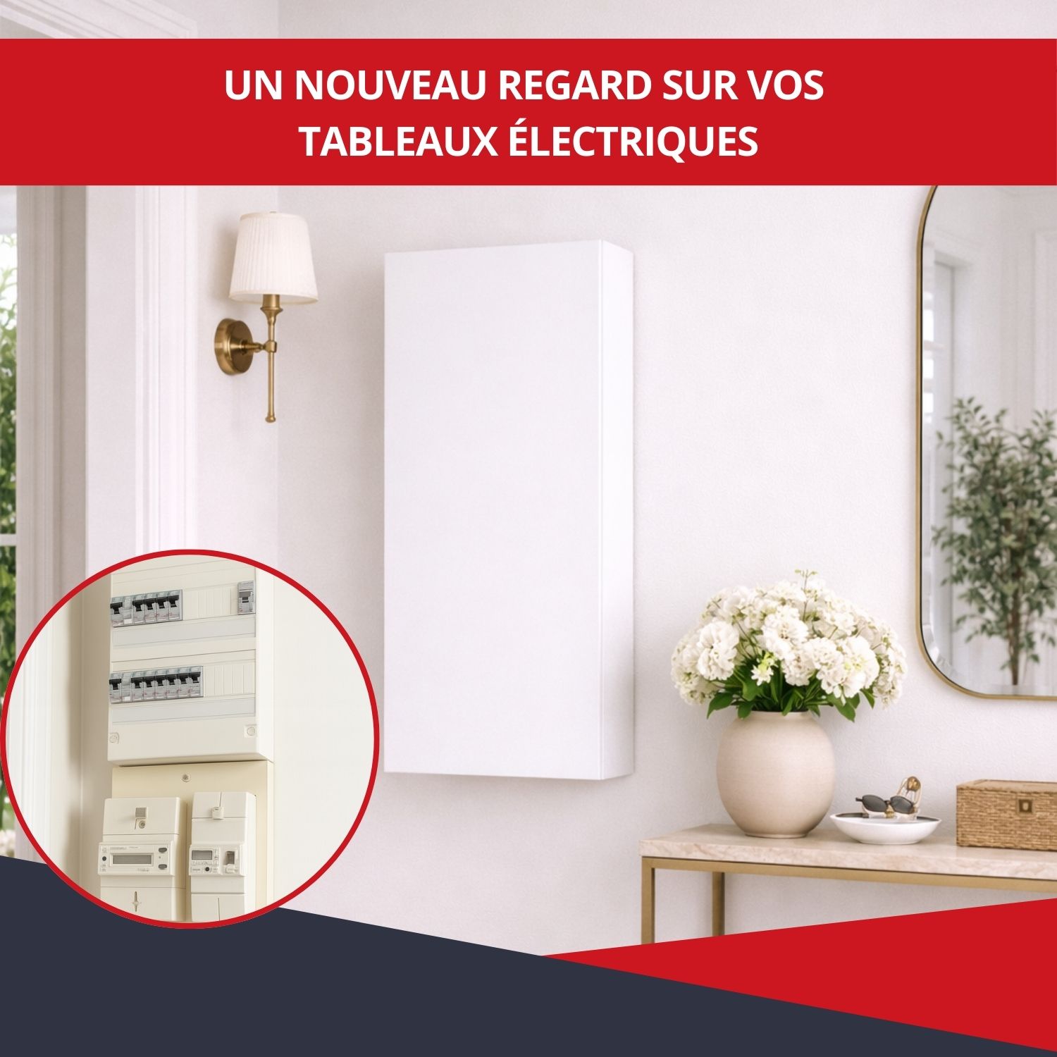Coffret d’habillage blanc 18 modules installé - situation réelle