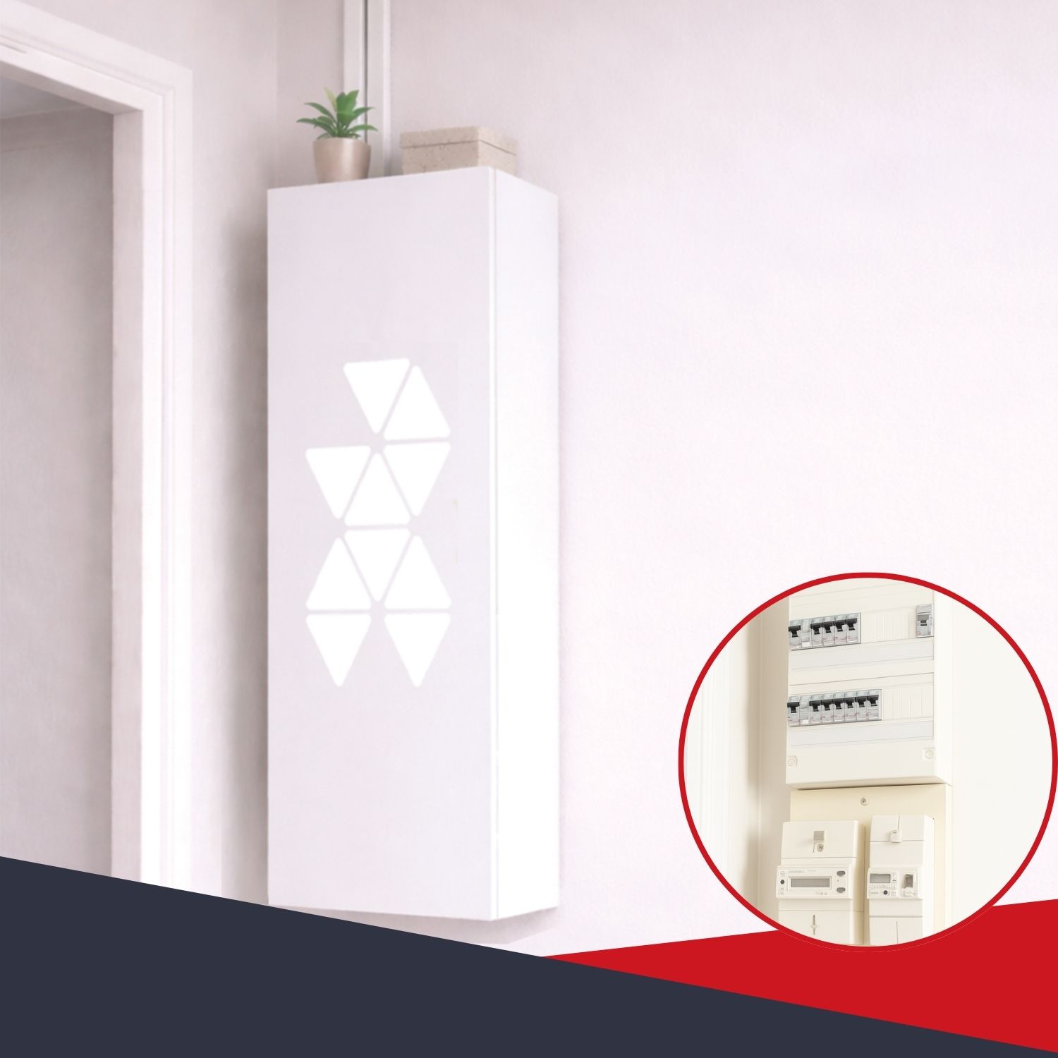 Coffret d’habillage tableau électrique acier thermolaqué blanc – porte connect – 13 modules – cotes utiles 111 x 26,8 x 12,5 cm – Ref. RCH600C – Image 7