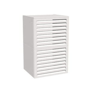 Cache climatiseur acoustique à ventelle blanc taille 4 en aluminium thermolaqué - visuel 3D détouré