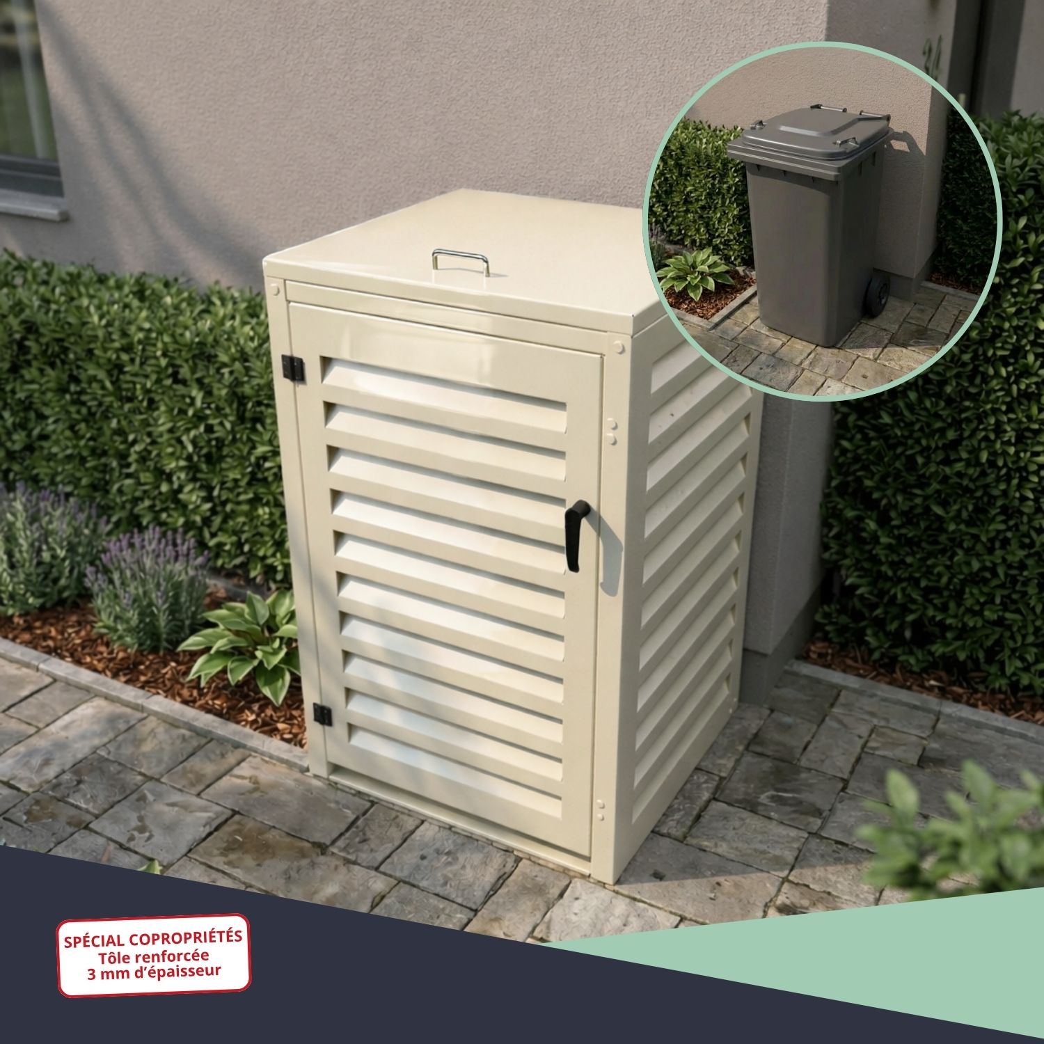 Utilisation abri poubelle crème