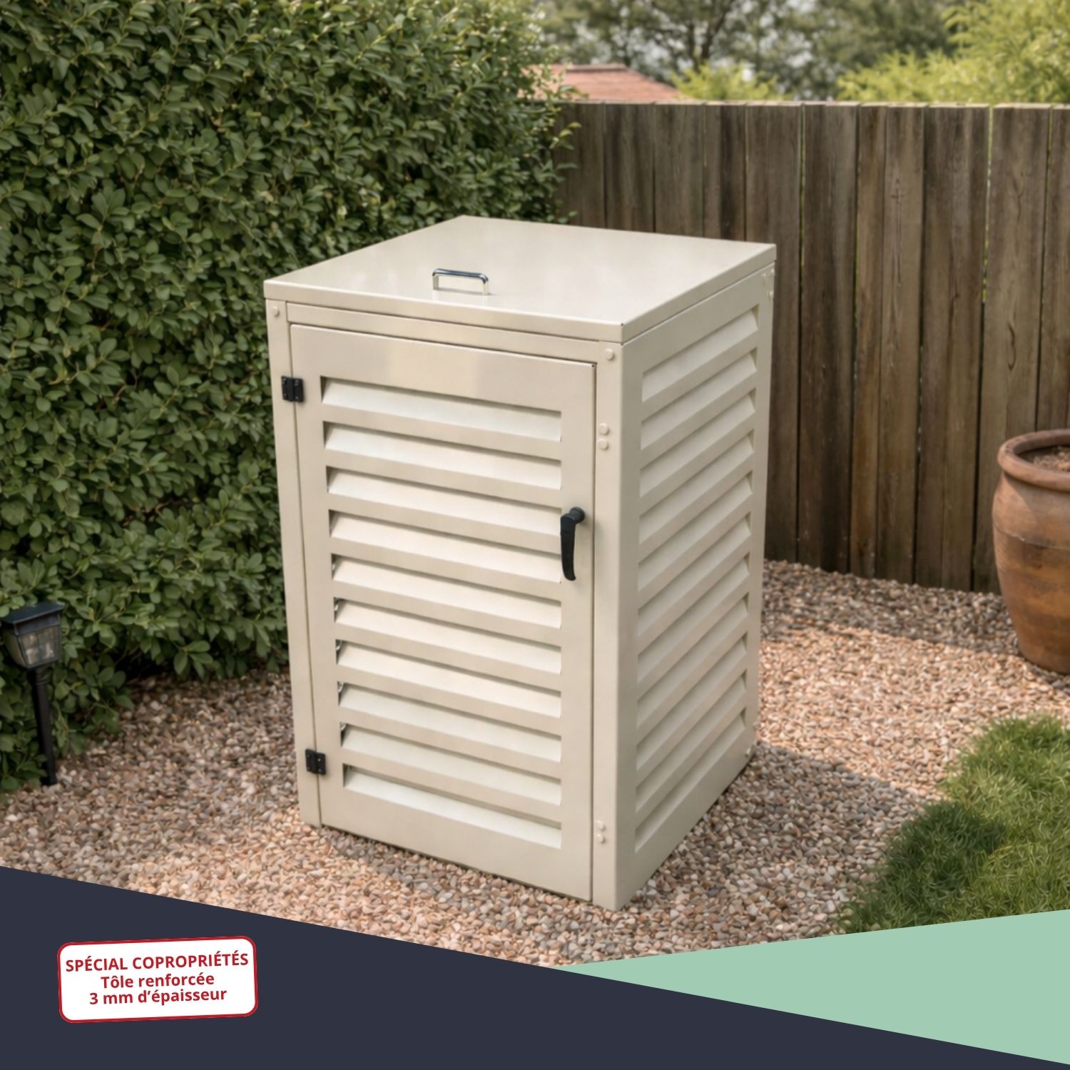 Abri poubelle crème rendu final