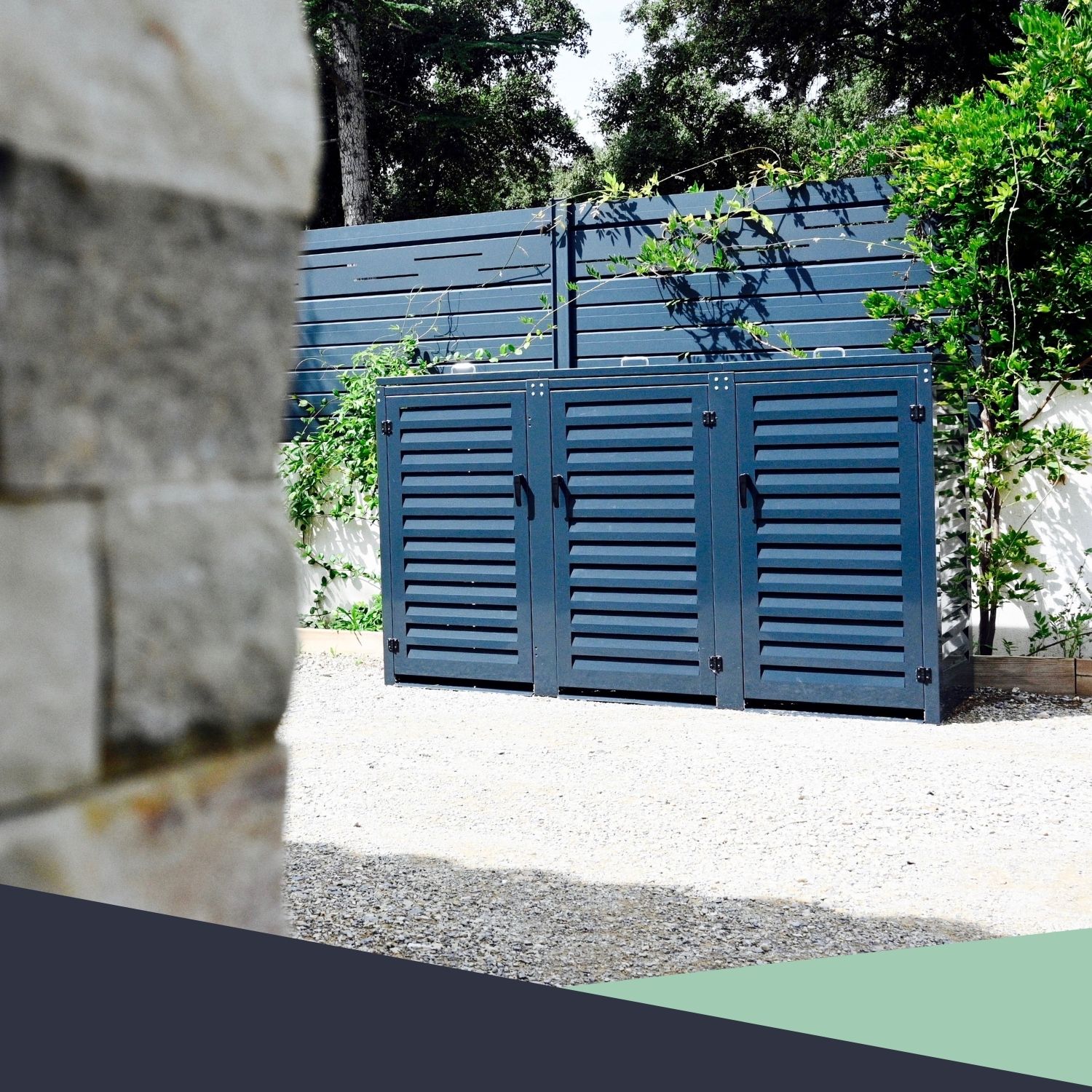 Abri poubelle triple - gris anthracite - 129,4 x 238,2 x 80,4 cm - pour poubelles 240 L - Ref. MAC240GR-MACMC240GR-MACMC240GR – Image 8