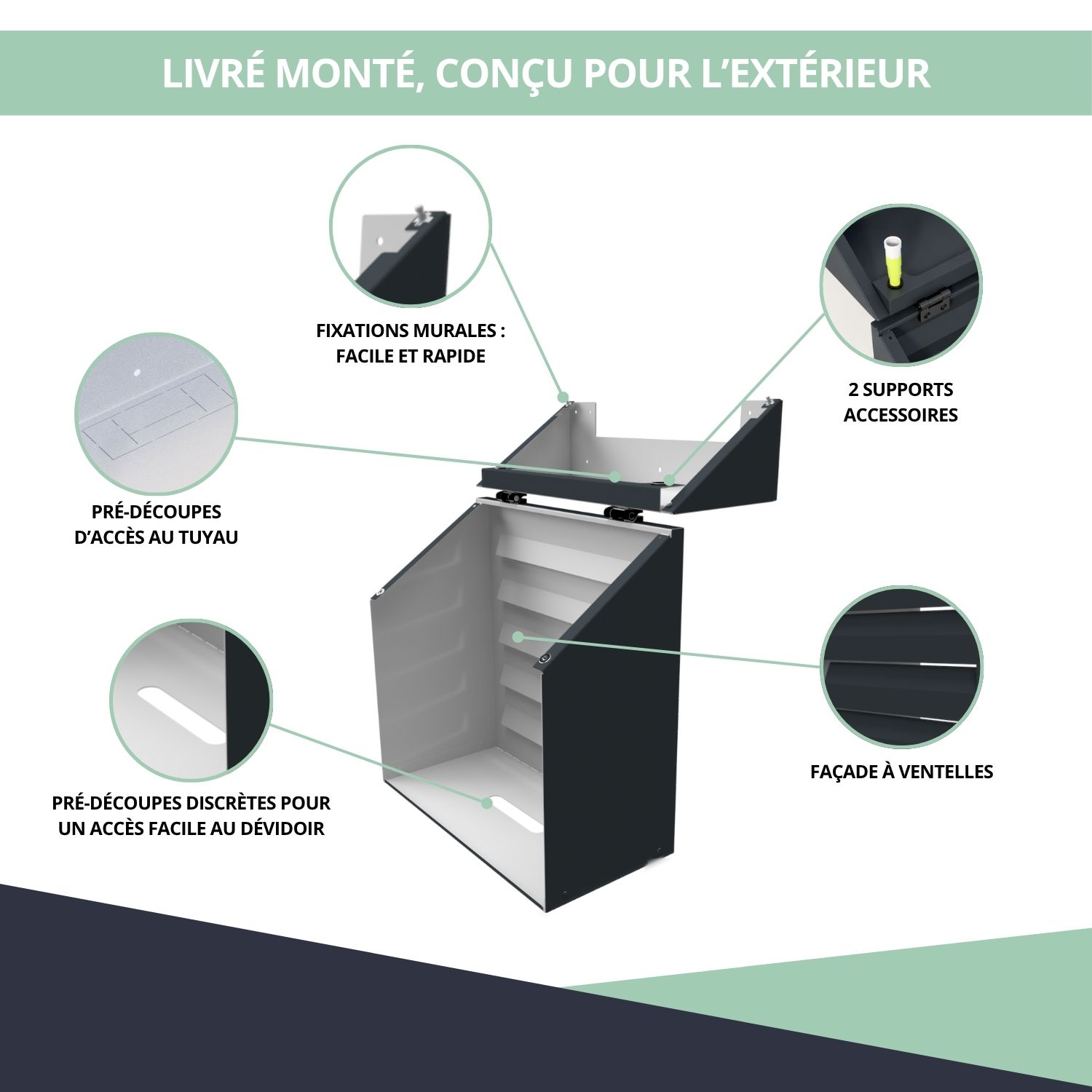Caractéristiques cache tuyau d’arrosage gris